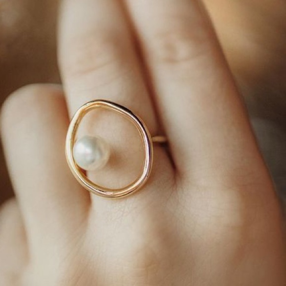 🤍Vintage pearl open gold plated ring - Picture 1 of 10